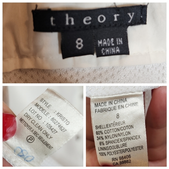 Theory Cinch Hem Button Front White Sleeveless Dress Belted Pockets Size 8 - Picture 4 of 16